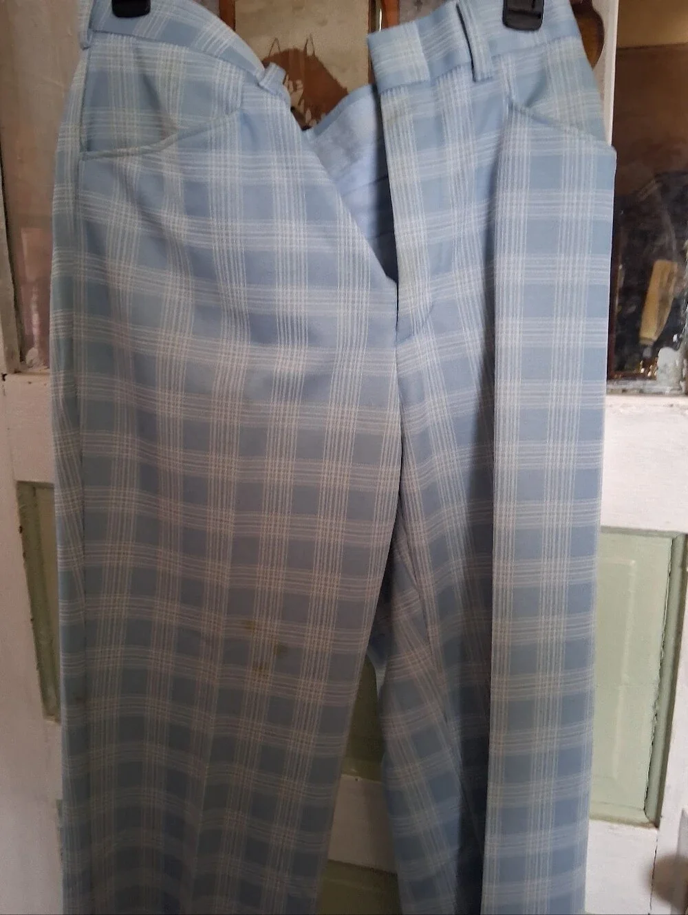 Light Blue Plaid Men’s Dress Pants